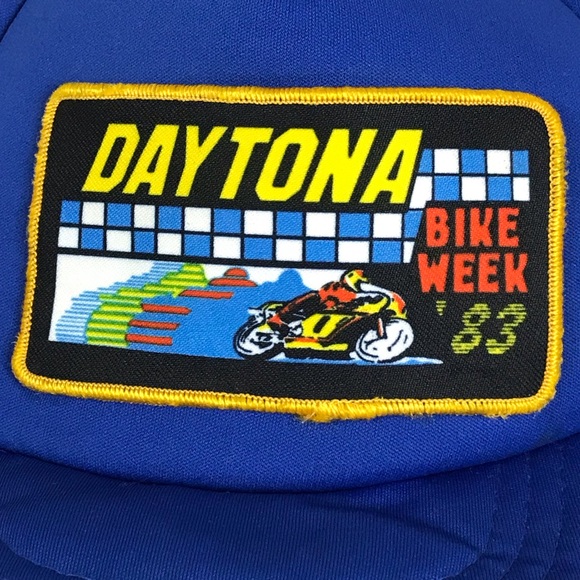 Daytona Bike Week 1983 Vintage Motorcycle Racing SnapBack Mesh Trucker Hat Sz OS - Picture 2 of 12